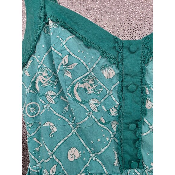 Disney The Little Mermaid‎ Retro Tank Dress w/ Pockets Large Teal HTF Rare - Picture 8 of 12